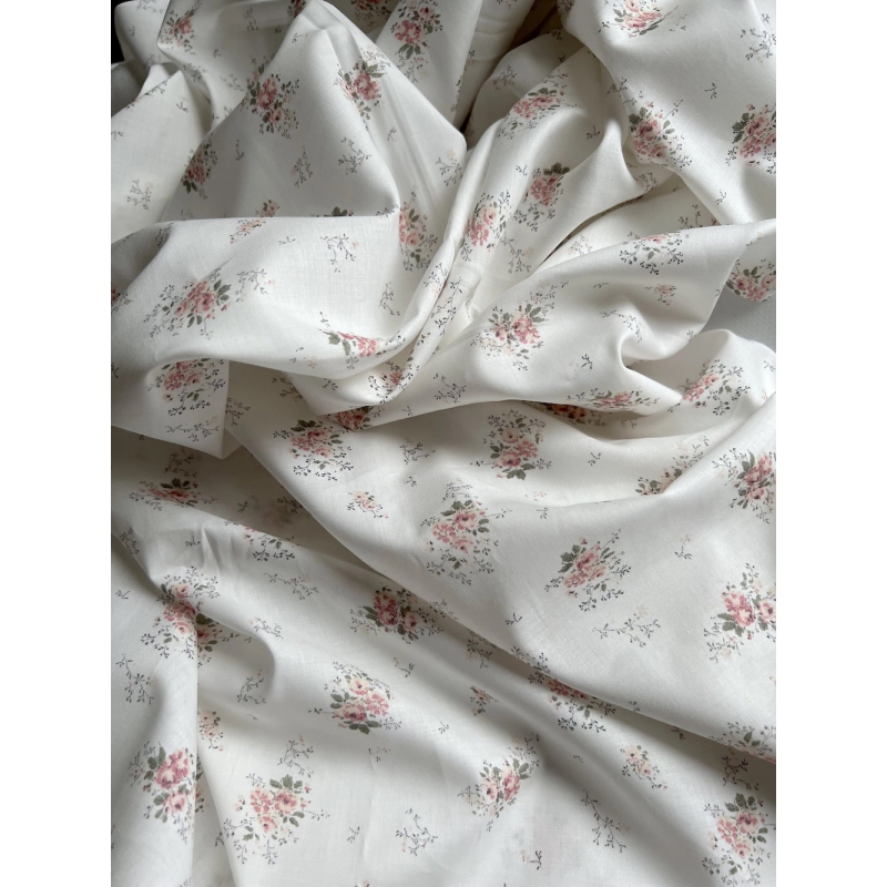 Romance - Batiste de coton BIO imprimé exclusif rose Tissus issus de l'agriculture biologique  - 8