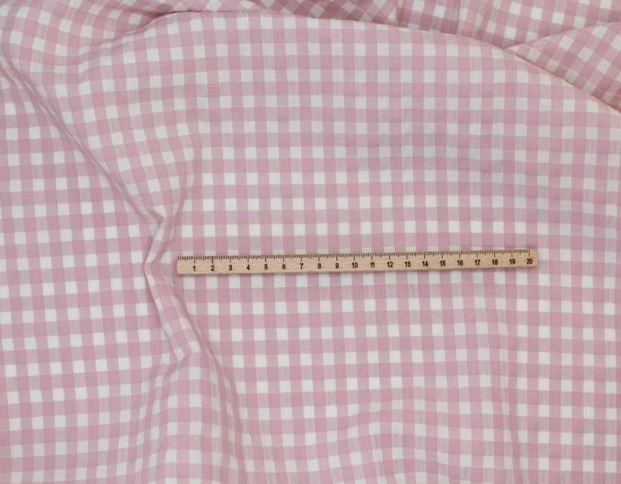 Seersucker / Coton gaufré vichy moyen 6mm vieux rose écru