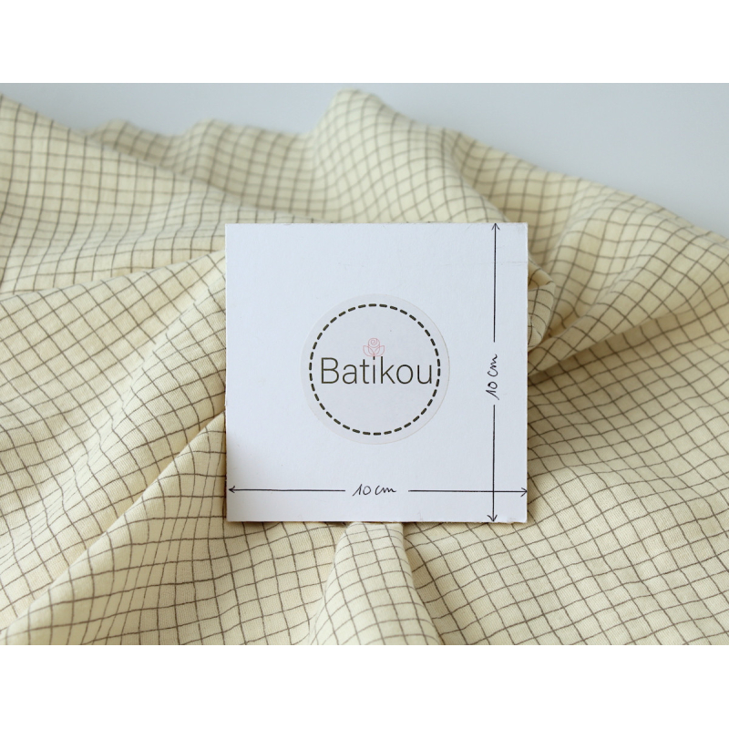 Double gaze de coton beige écru à petits carreaux Tissus issus de l'agriculture biologique  - 3