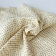Double gaze de coton beige écru à petits carreaux Tissus issus de l'agriculture biologique  - 6