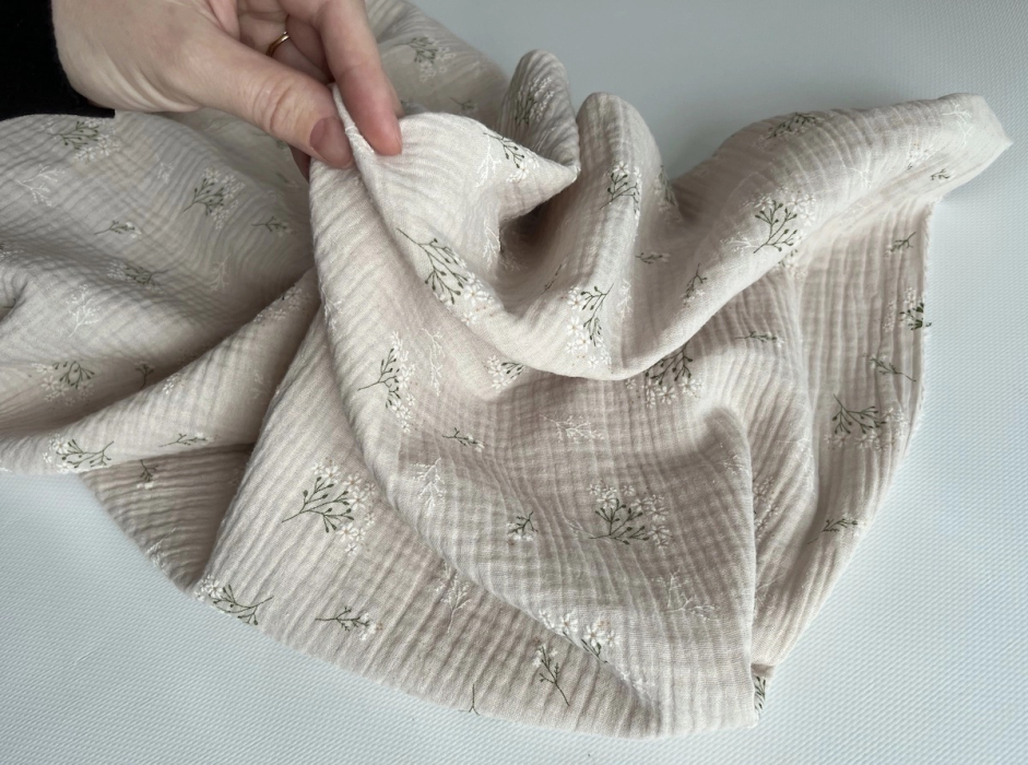 Camomille - Double gaze de coton BIO crème motif exclusif