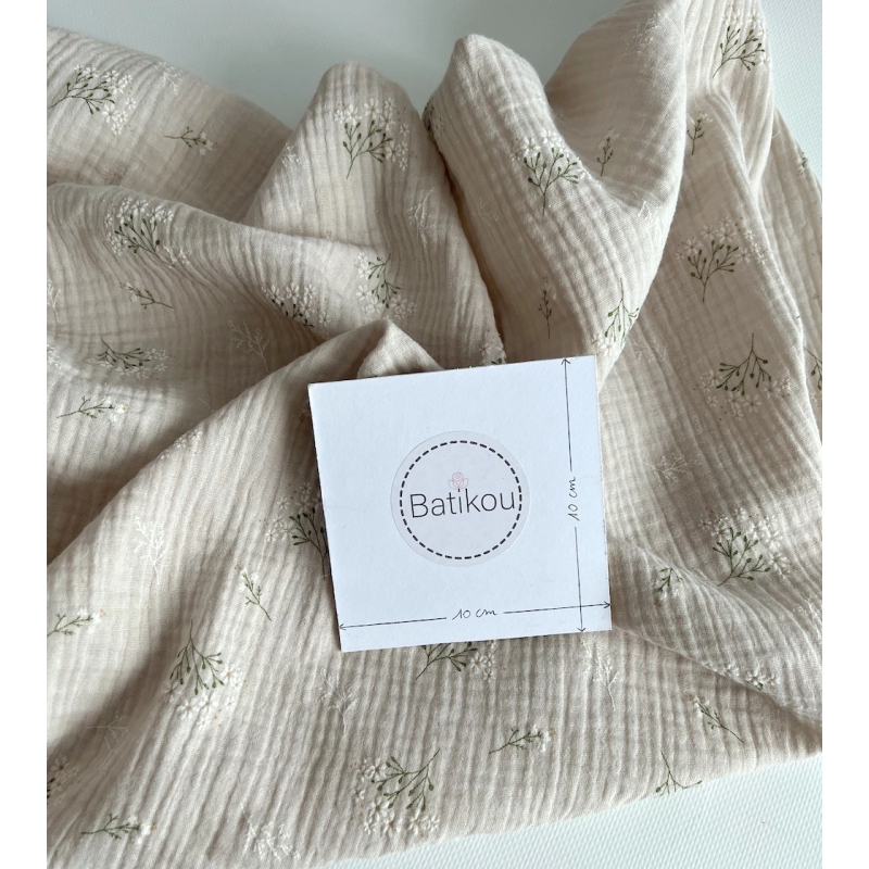 Camomille - Double gaze de coton BIO crème motif exclusif