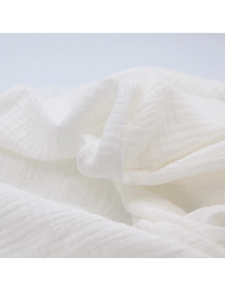 Double gaze de coton BIO unie blanc cassé Tissus issus de l'agriculture biologique  - 1