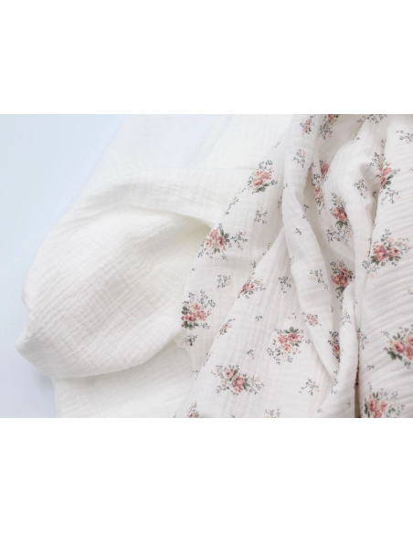 Double gaze de coton BIO unie blanc cassé Tissus issus de l'agriculture biologique  - 2