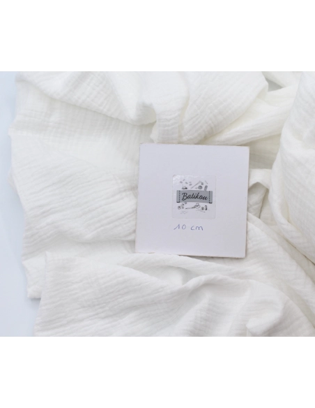 Double gaze de coton BIO unie blanc cassé Tissus issus de l'agriculture biologique  - 3