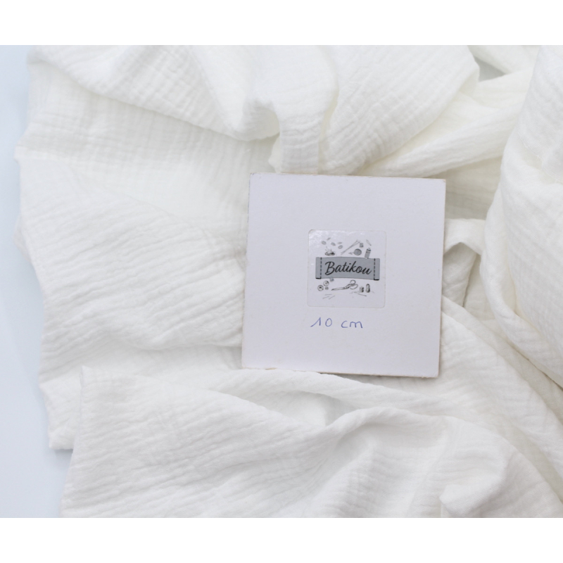 Double gaze de coton BIO unie blanc cassé Tissus issus de l'agriculture biologique  - 3