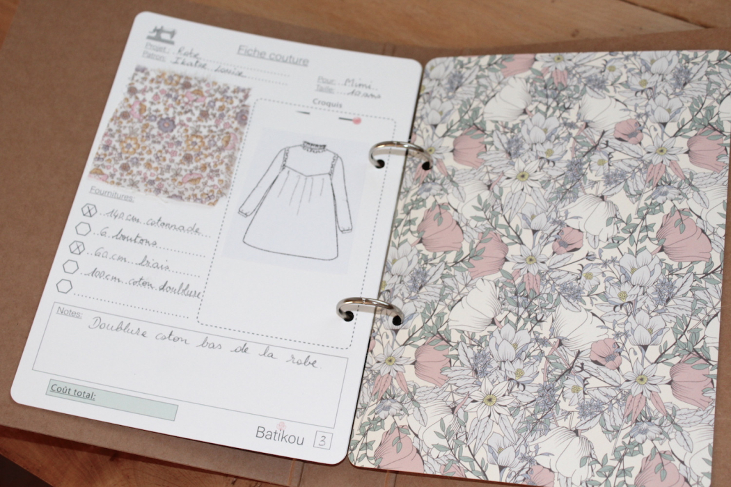 Fiche d'organisation couture planner 