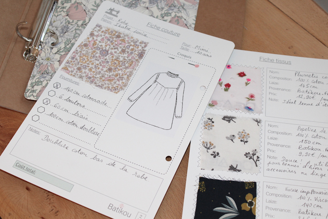 Fiche d'organisation couture planner 