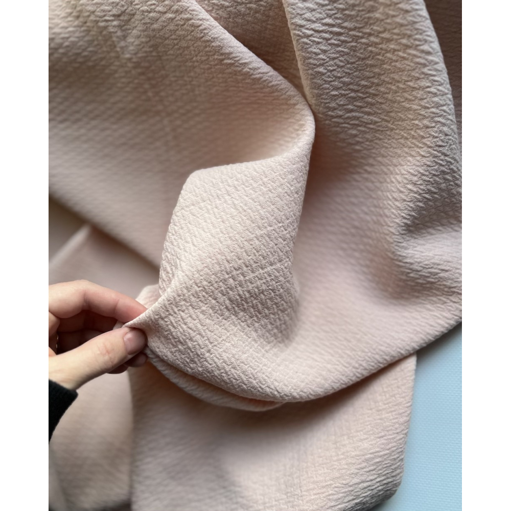 BAYA - Double de coton texturée losanges coloris rose poudré