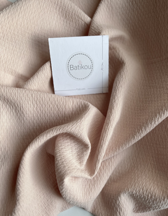 BAYA - Double de coton texturée losanges coloris rose poudré