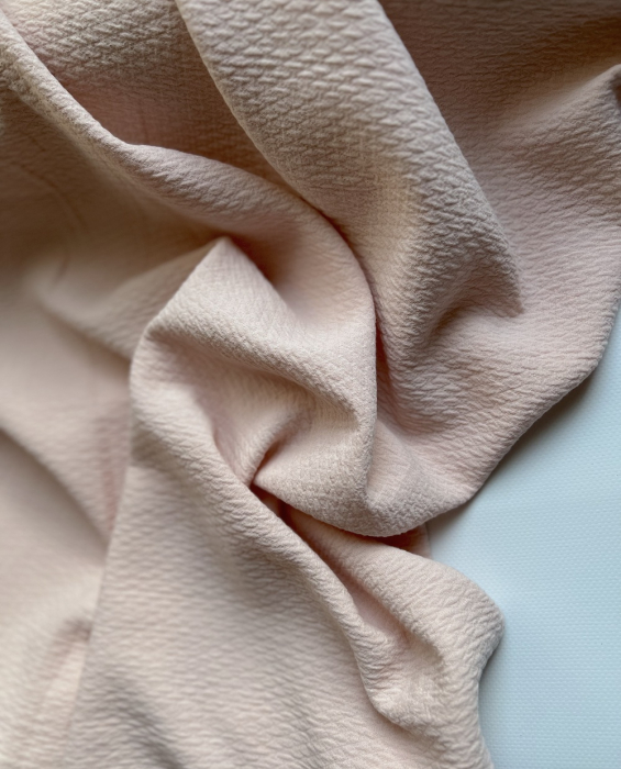 BAYA - Double de coton texturée losanges coloris rose poudré