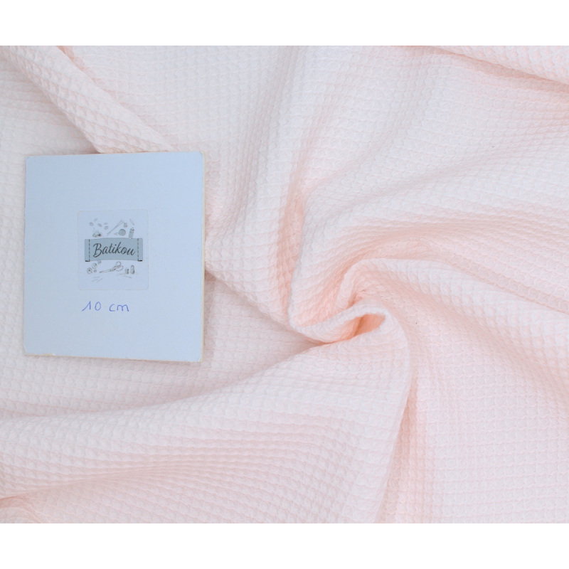 Coton BIO nid d'abeille coloris rose poudré