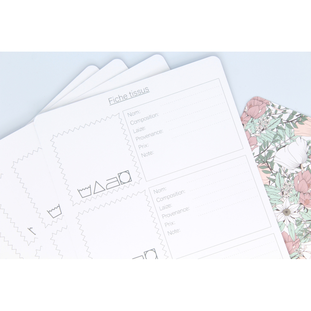 Fiche d'organisation Tissus A5 coloris au choix