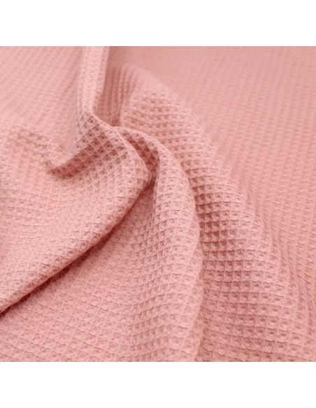 Coton BIO nid d'abeille coloris Argile rose