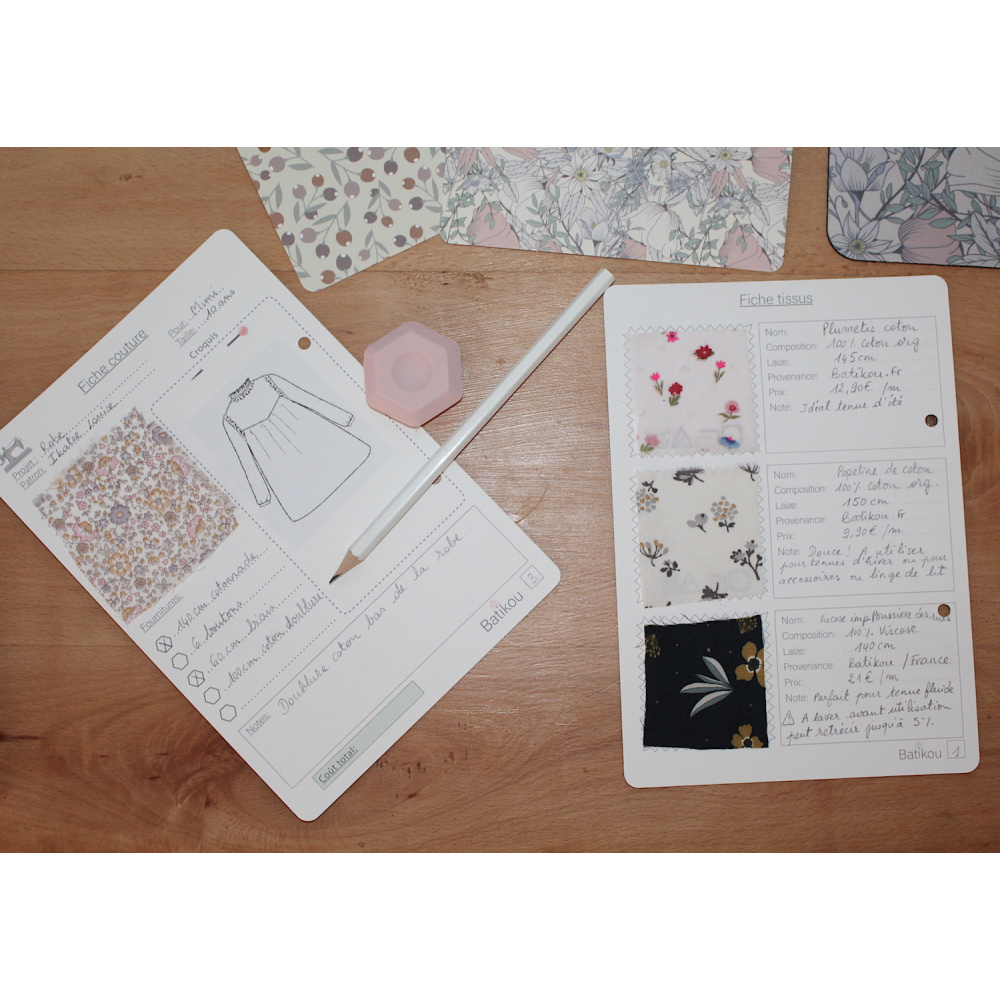 Fiche d'organisation Tissus A5 coloris au choix