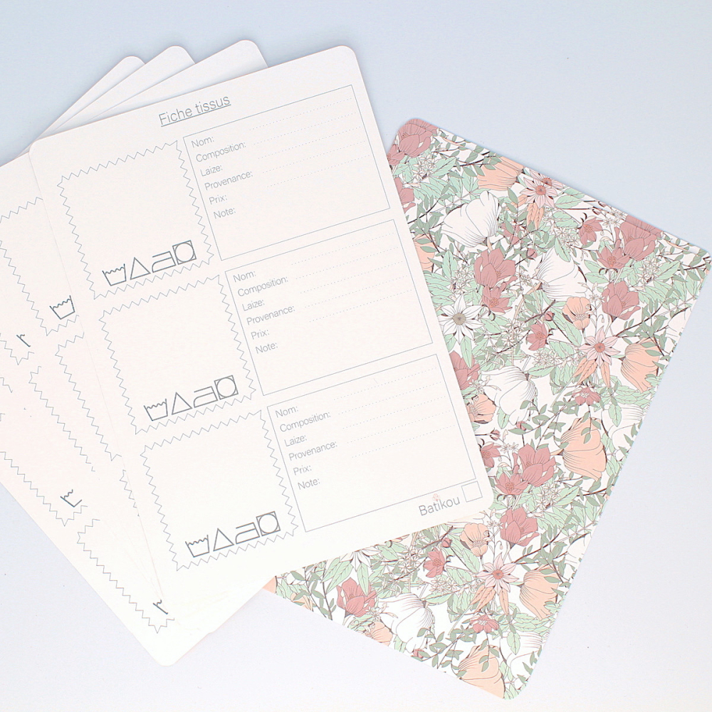 Fiche d'organisation Tissus A5 coloris au choix