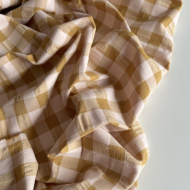 Seersucker / Coton gaufré grand vichy miel / nude Batikou - 1