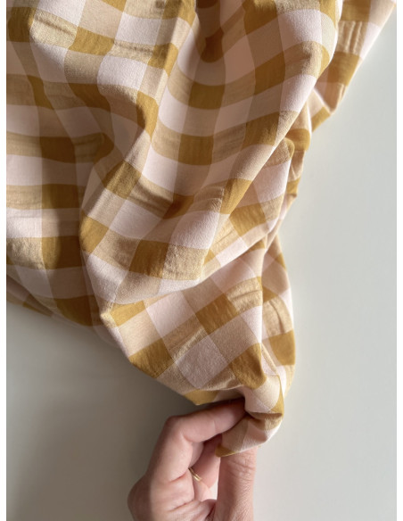 Seersucker / Coton gaufré grand vichy miel / nude Batikou - 2