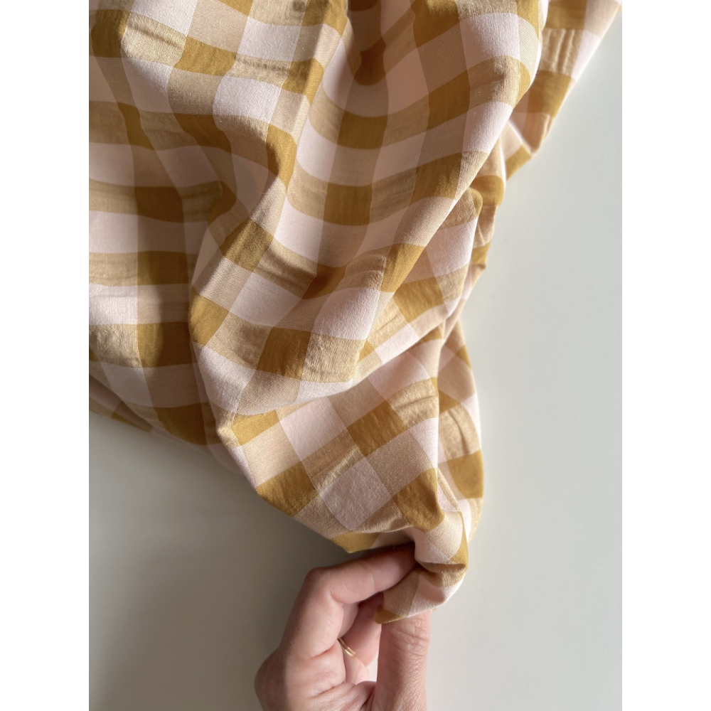 Seersucker / Coton gaufré grand vichy miel / nude Batikou - 2