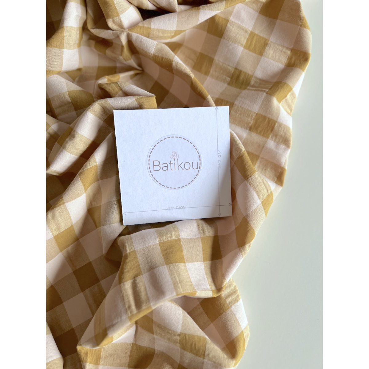 Seersucker / Coton gaufré grand vichy miel / nude Batikou - 6 Seersucker / Coton gaufré grand vichy miel / nude Batikou - 6