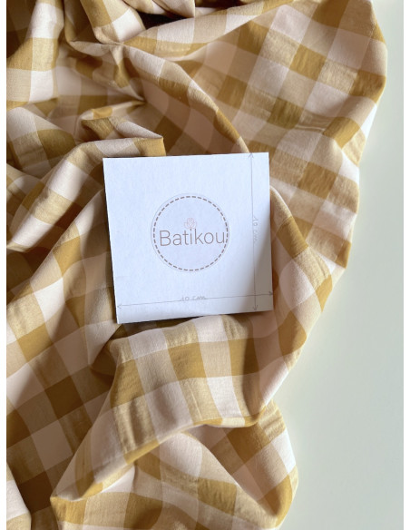 Seersucker / Coton gaufré grand vichy miel / nude Batikou - 6