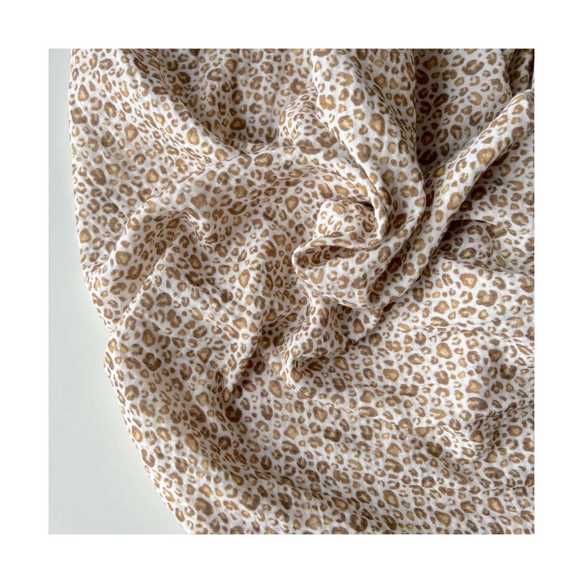 Double gaze de coton imprimé Graou beige Qualité Oeko-tex - 1