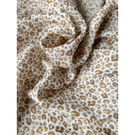 Double gaze de coton imprimé Graou beige Qualité Oeko-tex - 2