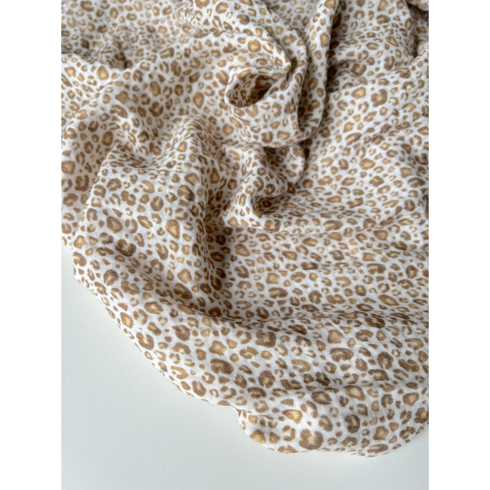 Double gaze de coton imprimé Graou beige Qualité Oeko-tex - 7