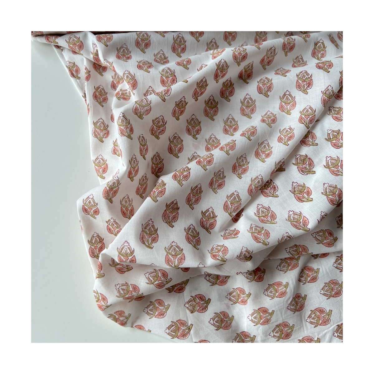 Tissu indien coton hand block traditionnel Qualité Oeko-tex - 1 Tissu indien coton hand block traditionnel Qualité Oeko-tex - 1