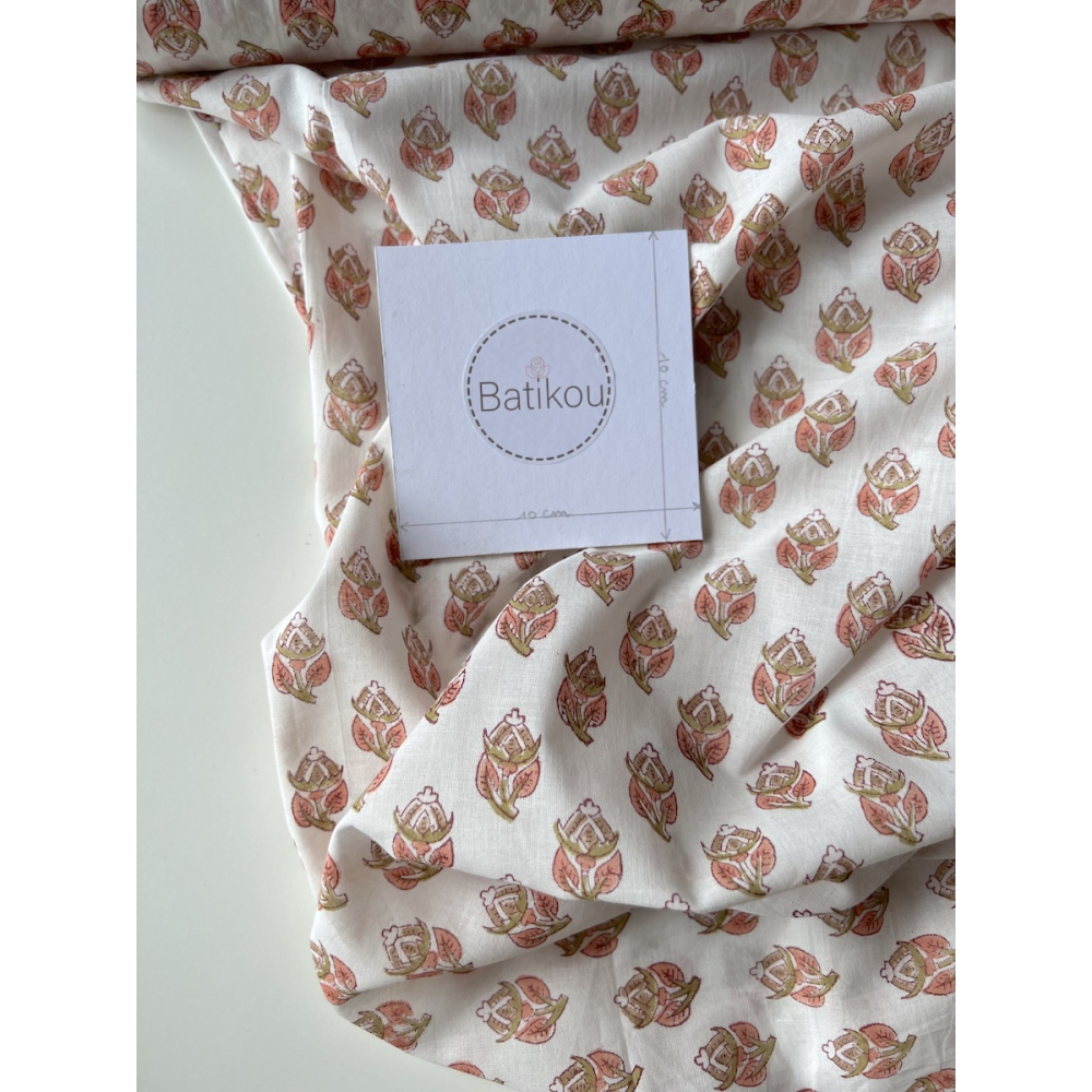 Tissu indien coton hand block traditionnel Qualité Oeko-tex - 3