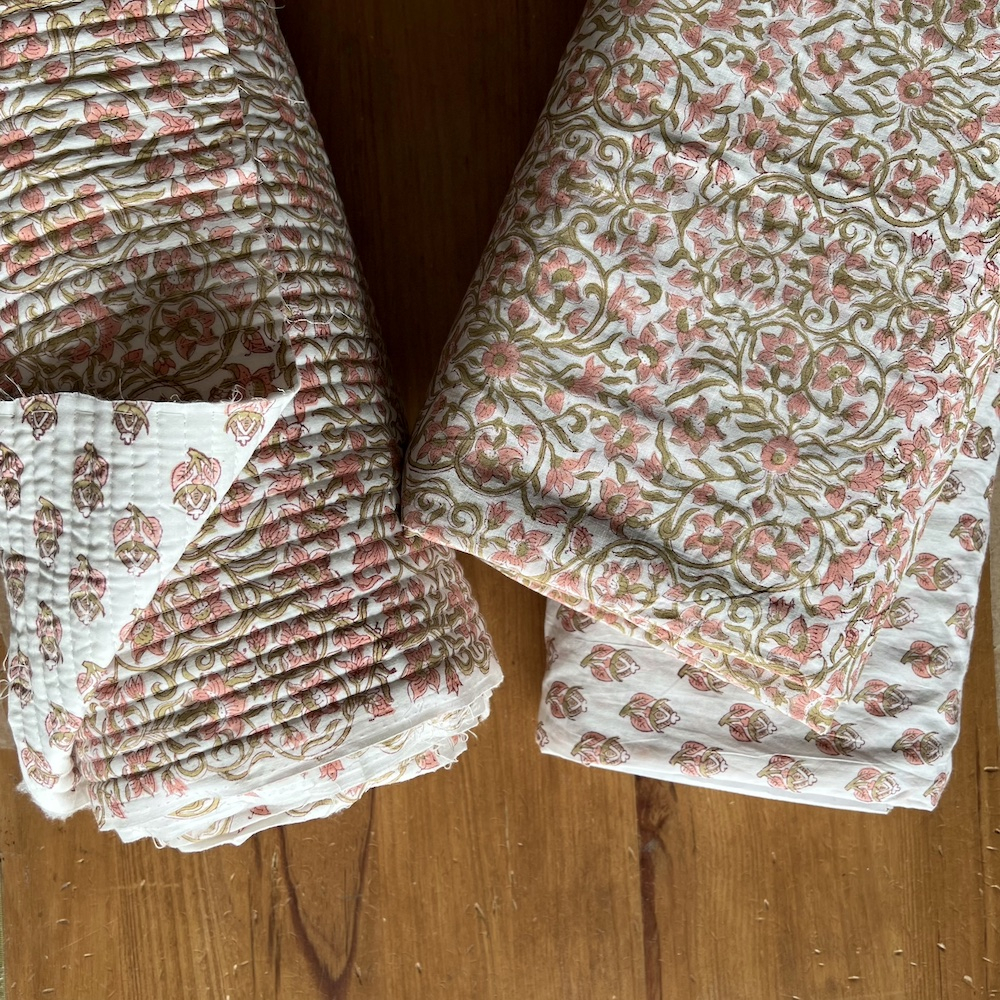 Tissu indien matelassé double face coton hand block traditionnel Qualité Oeko-tex - 10