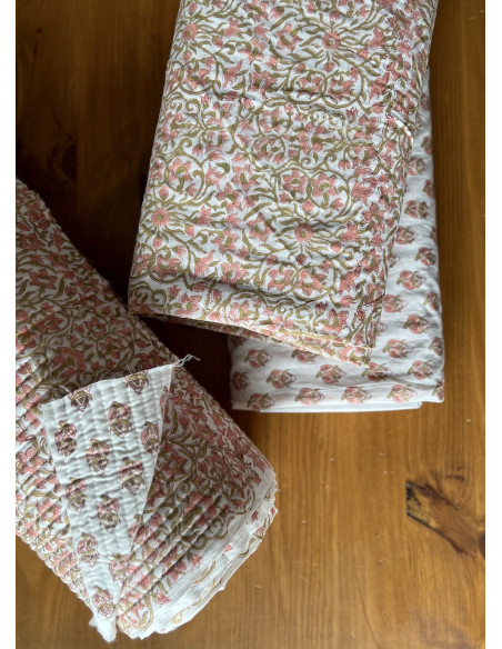 Tissu indien matelassé double face coton hand block traditionnel Qualité Oeko-tex - 7
