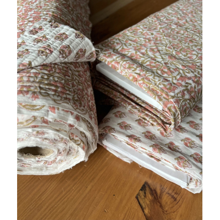 Tissu indien matelassé double face coton hand block traditionnel Qualité Oeko-tex - 2 Tissu indien matelassé double face coton hand block traditionnel Qualité Oeko-tex - 2