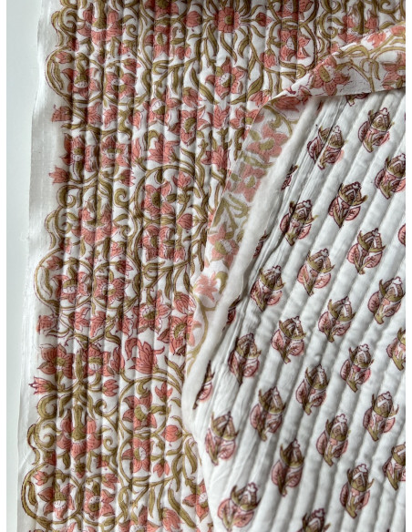 Tissu indien matelassé double face coton hand block traditionnel Qualité Oeko-tex - 9