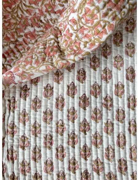 Tissu indien matelassé double face coton hand block traditionnel Qualité Oeko-tex - 6