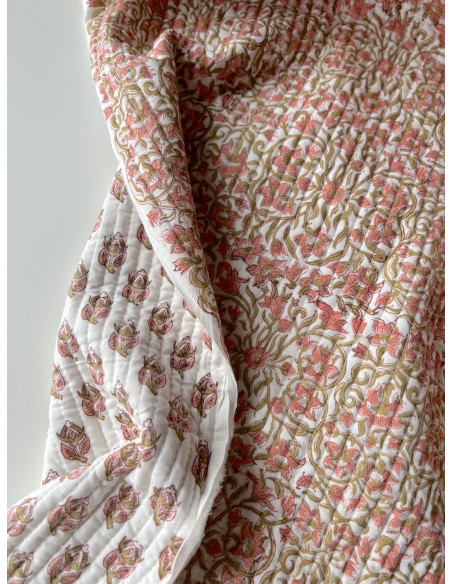 Tissu indien matelassé double face coton hand block traditionnel Qualité Oeko-tex - 12