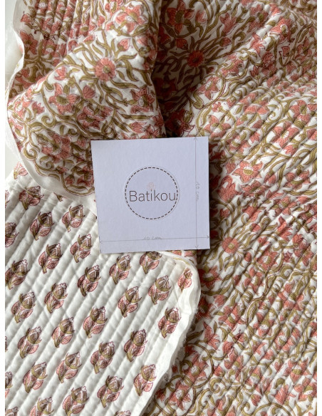 Tissu indien matelassé double face coton hand block traditionnel Qualité Oeko-tex - 4