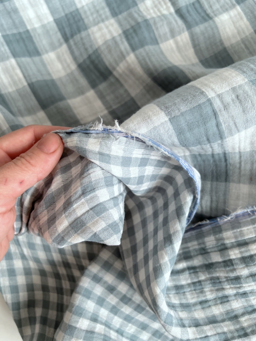 Double gaze de coton vichy réversible sauge / blanc Qualité Oeko-tex - 6