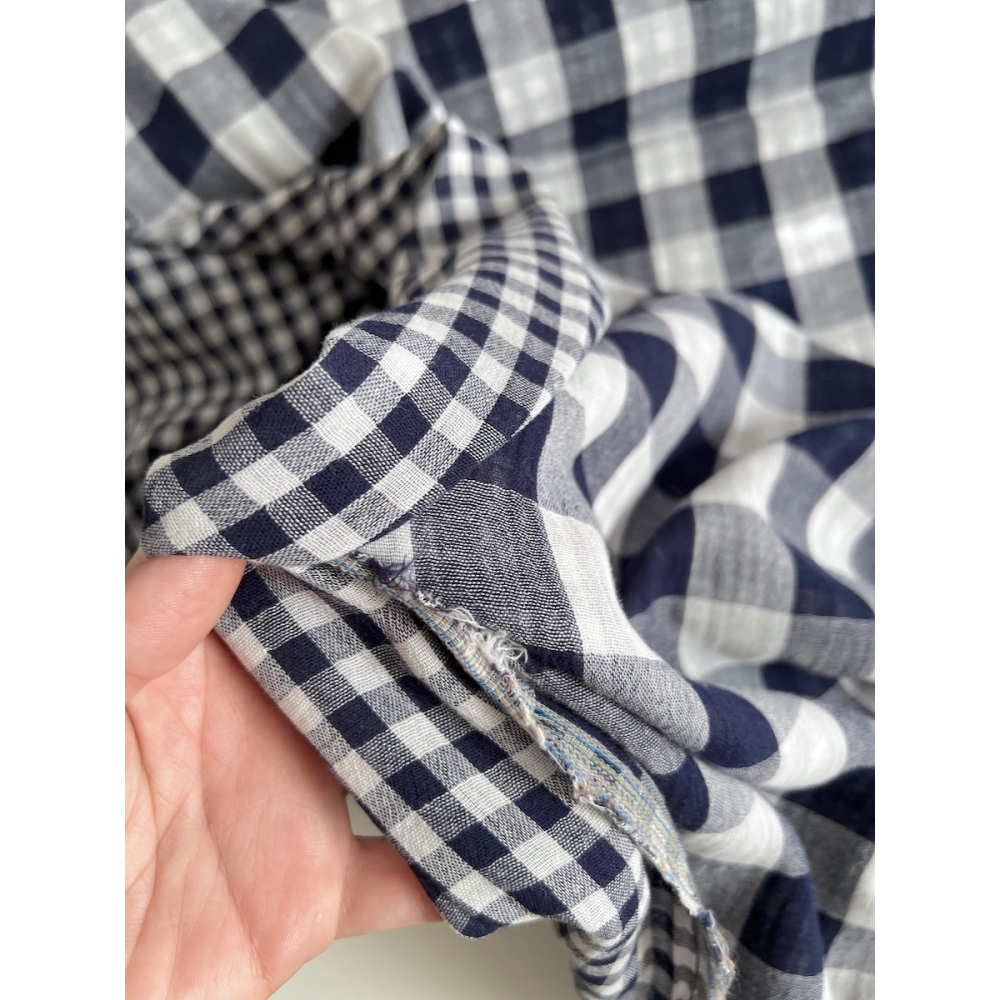 Double gaze de coton vichy réversible bleu marine / blanc Qualité Oeko-tex - 3