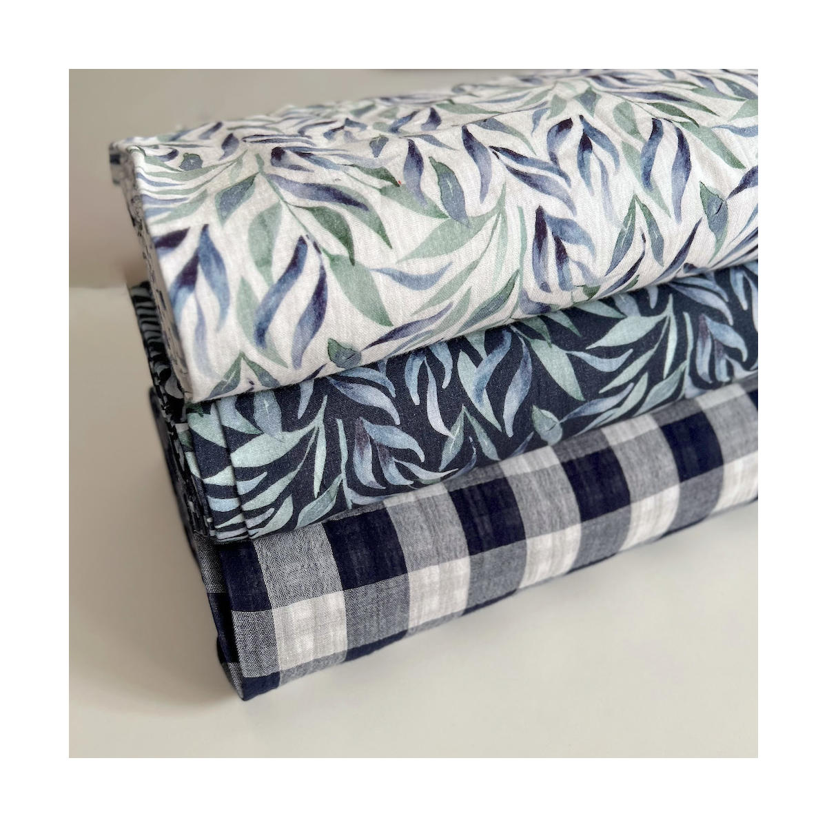 Double gaze de coton vichy réversible bleu marine / blanc Qualité Oeko-tex - 8