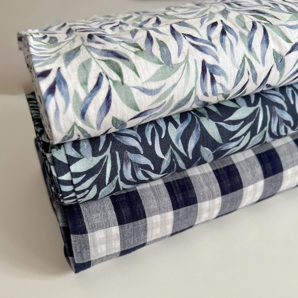 Double gaze de coton vichy réversible bleu marine / blanc Qualité Oeko-tex - 8