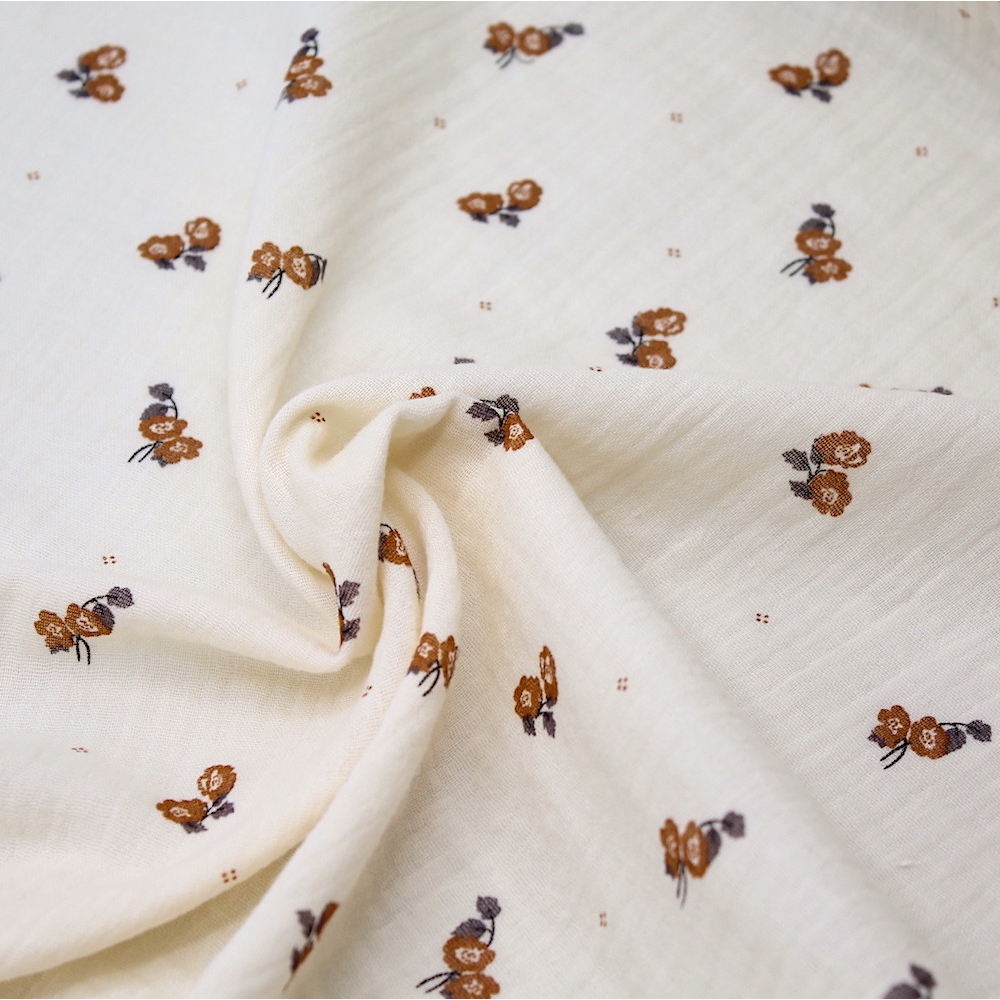 Hana - Double gaze de coton BIO écru motif exclusif