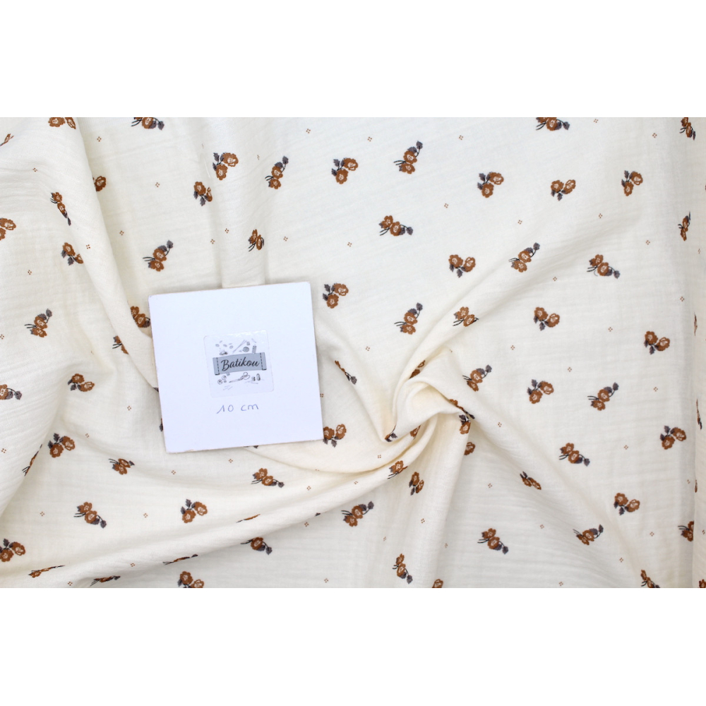 Hana - Double gaze de coton BIO écru motif exclusif