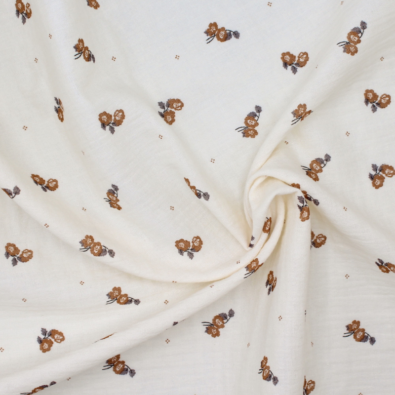 Hana - Double gaze de coton BIO écru motif exclusif