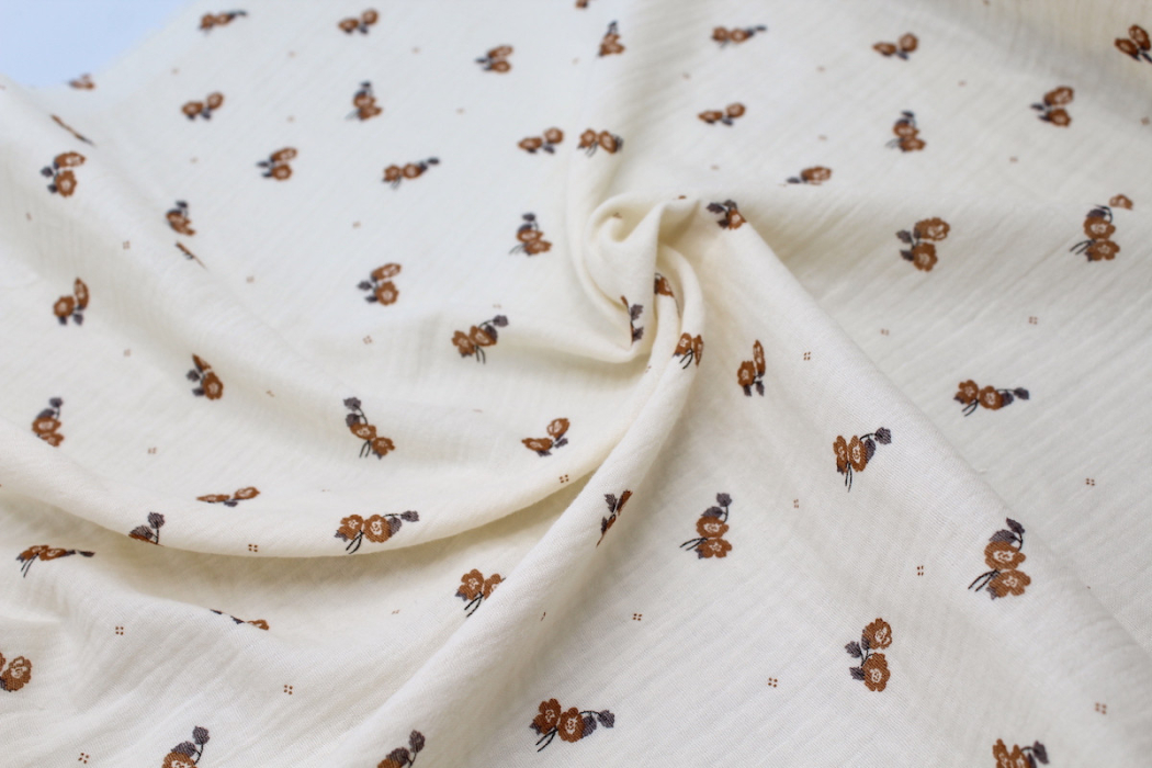 Hana - Double gaze de coton BIO écru motif exclusif