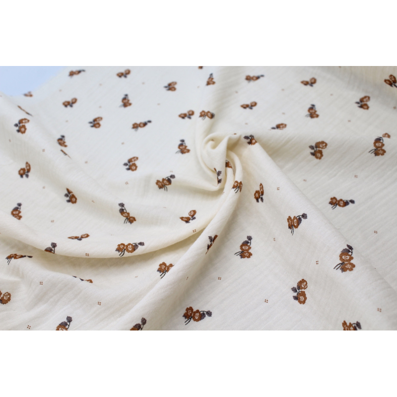 Hana - Double gaze de coton BIO écru motif exclusif