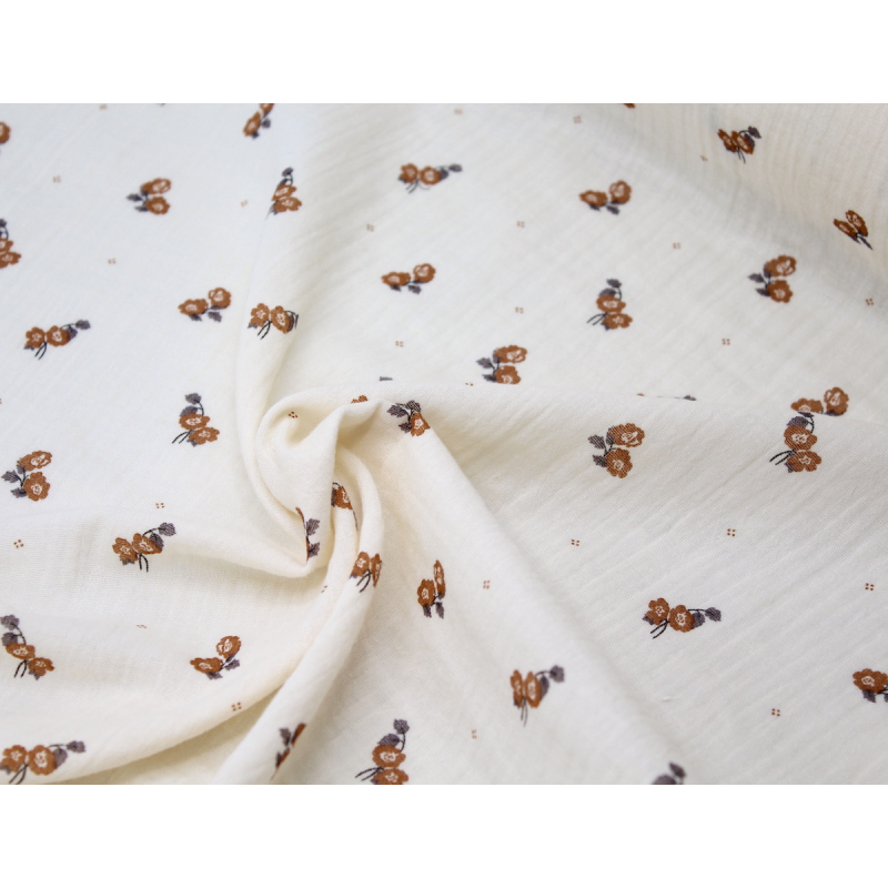 Hana - Double gaze de coton BIO écru motif exclusif