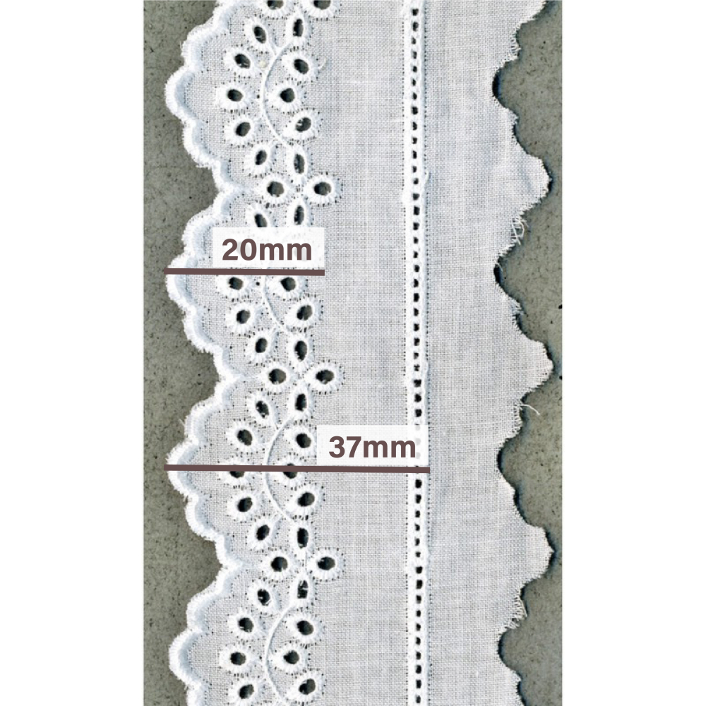 Galon coton broderie anglaise brodé 60mm x 1m