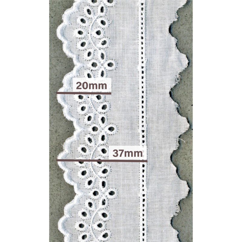 Galon coton broderie anglaise brodé 60mm x 1m