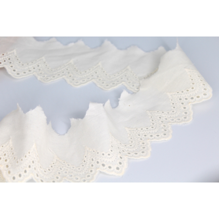 Galon coton broderie anglaise brodé ECRU 50mm x 1m Galon coton broderie anglaise brodé ECRU 50mm x 1m